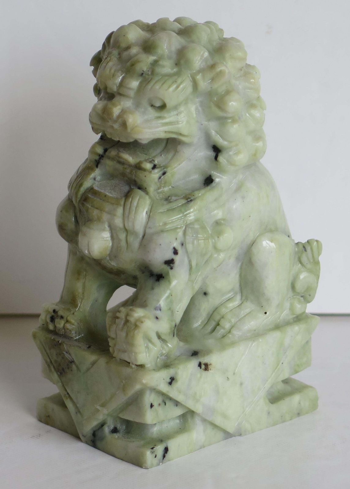 photo for sale Pair Of Chinese Foo Dogs Hand Carved Hardstone Good Colour And Detail, Ca 1940