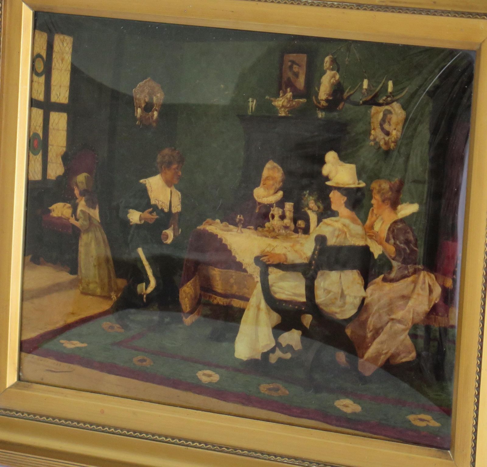 J H Schroder Crystoleum Picture German, Signed And Dated 1899 photo vinterior