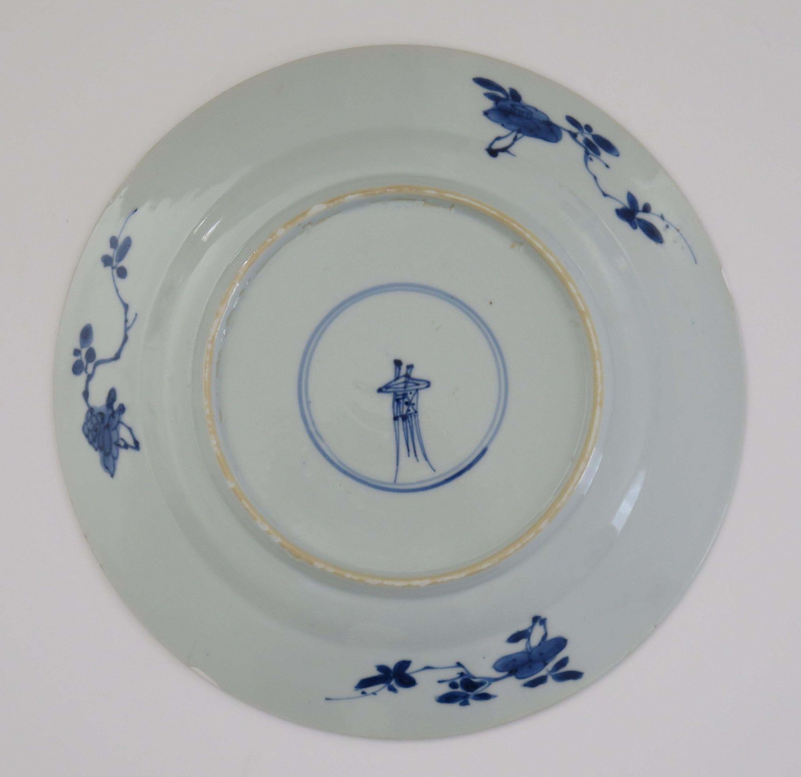 photo buy Chinese Kangxi Mark & Period Plate Porcelain Blue & White Flower Basket, Ca 1700