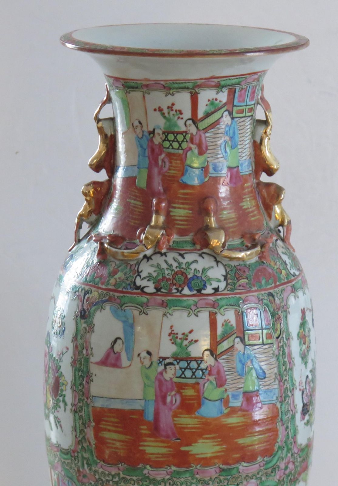 Mid 19thc Large 42cm Chinese Export Vase Porcelain Rose Medallion, Qing Ca 1850 photo for sale
