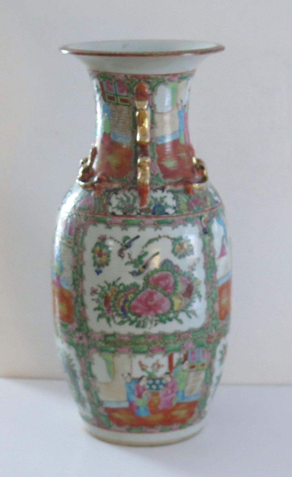 Mid 19thc Large 42cm Chinese Export Vase Porcelain Rose Medallion, Qing Ca 1850 photo vintage