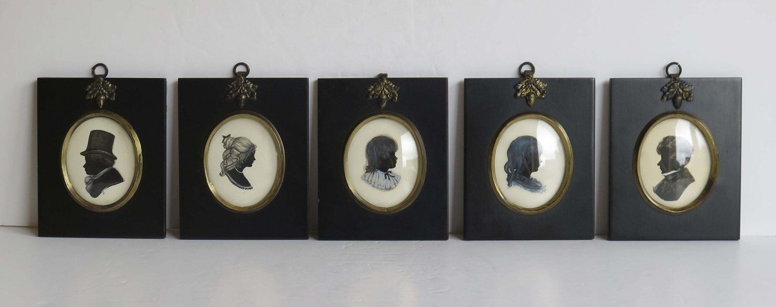 Set Of Five Silhouette Miniatures All Hand Painted By Dorothy Turton Rms, 20thc photo 790.0