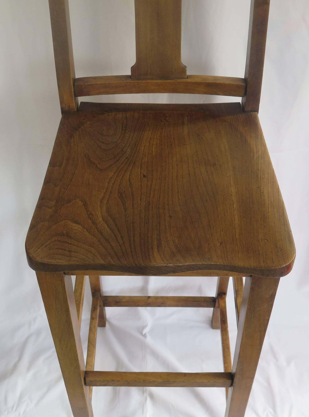 Victorian Clerk's High Chair Or Kitchen Chair In Beach And Elm, English Ca. 1880 photo vintage