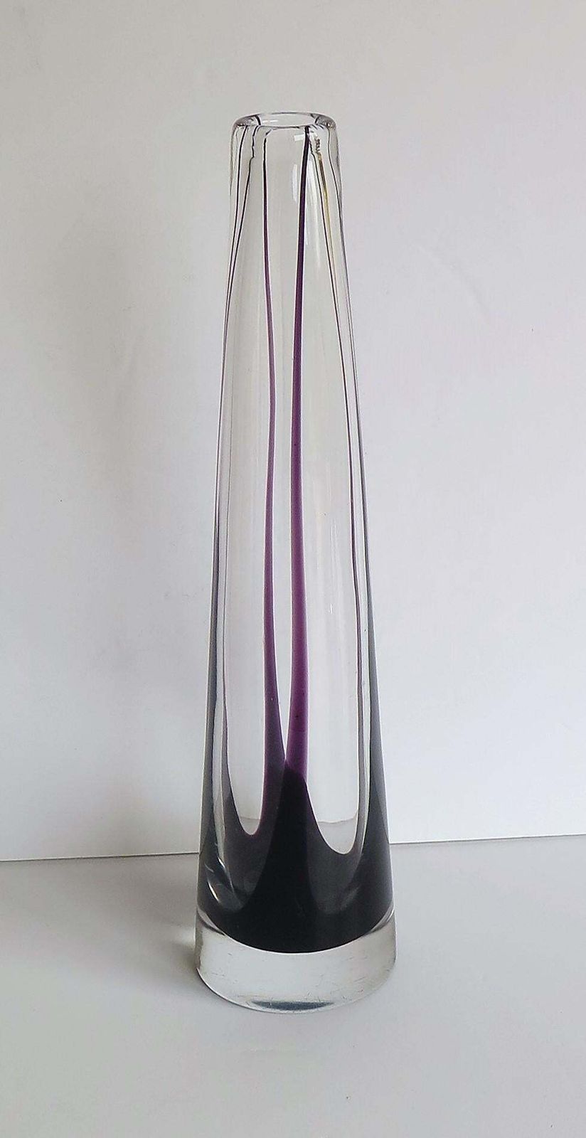 Tall Glass Sommerso Vase By Vicke Lindstrand For Kosta Glass, Sweden Circa 1960 photo buy