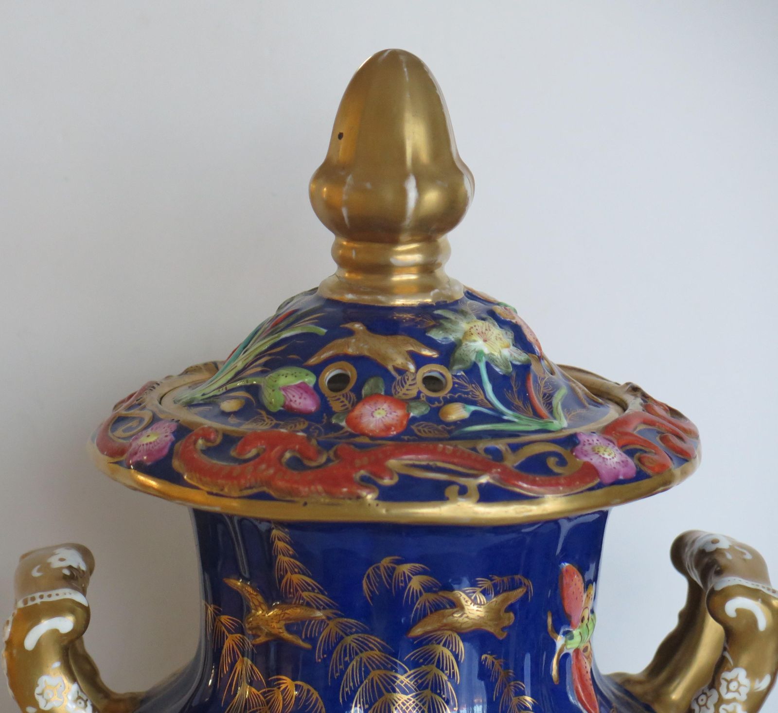 Rare Large Masons Ironstone Covered Vase With Relief Motifs, Circa 1825 photo buy