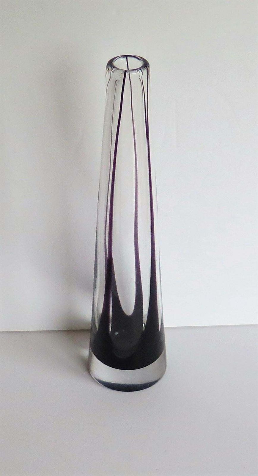 photo for sale Tall Glass Sommerso Vase By Vicke Lindstrand For Kosta Glass, Sweden Circa 1960