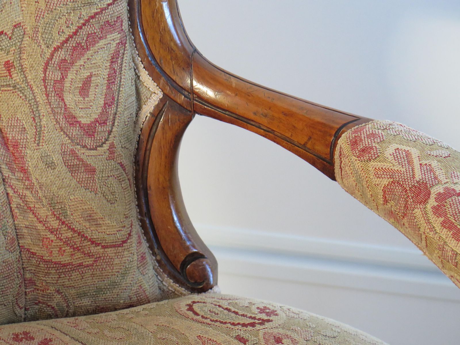 photo for sale Mid 19th Century Spoon Back Open Armchair Walnut, English Victorian Circa 1850