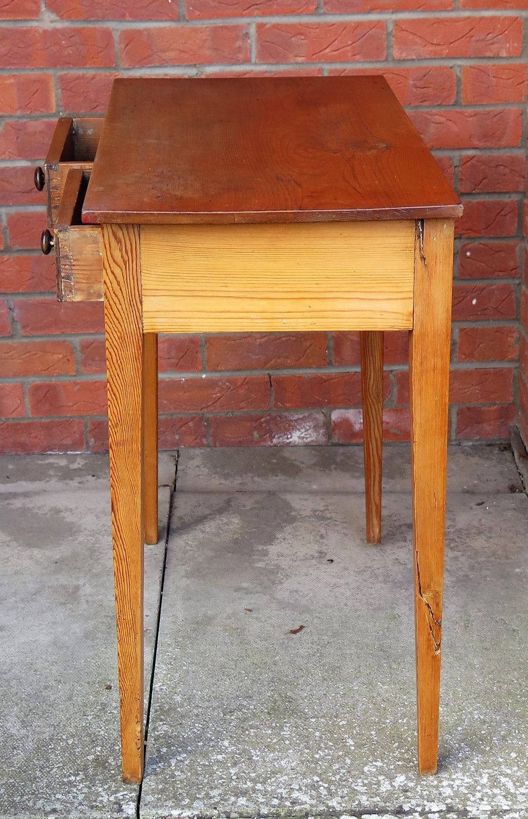 Georgian Solid Pine Side Table 2 Drawers, Circa 1790 photo vintage