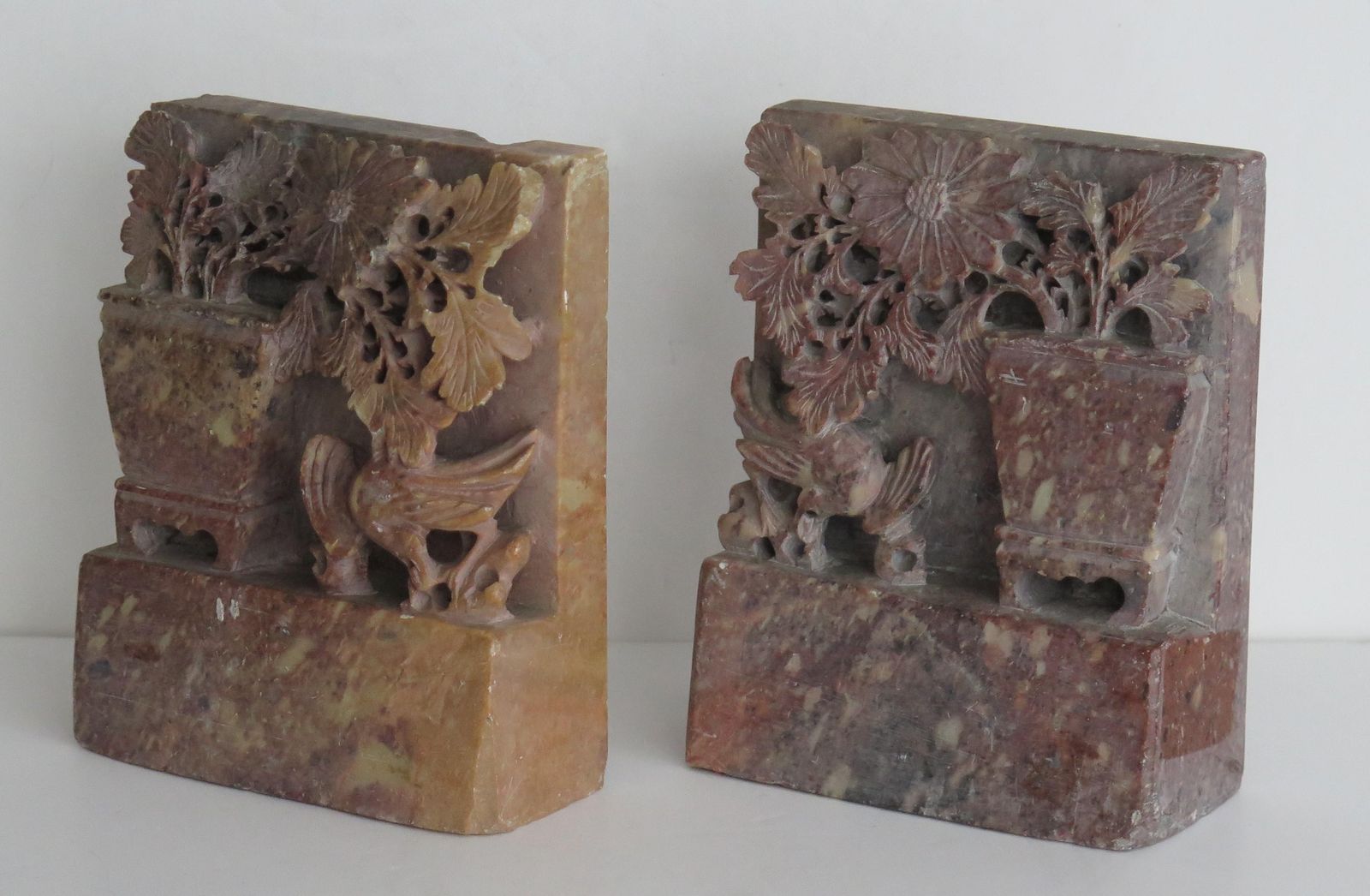 Chinese Bookends Of Soapstone Hand Carved, Republic Period Circa 1920s photo furniture