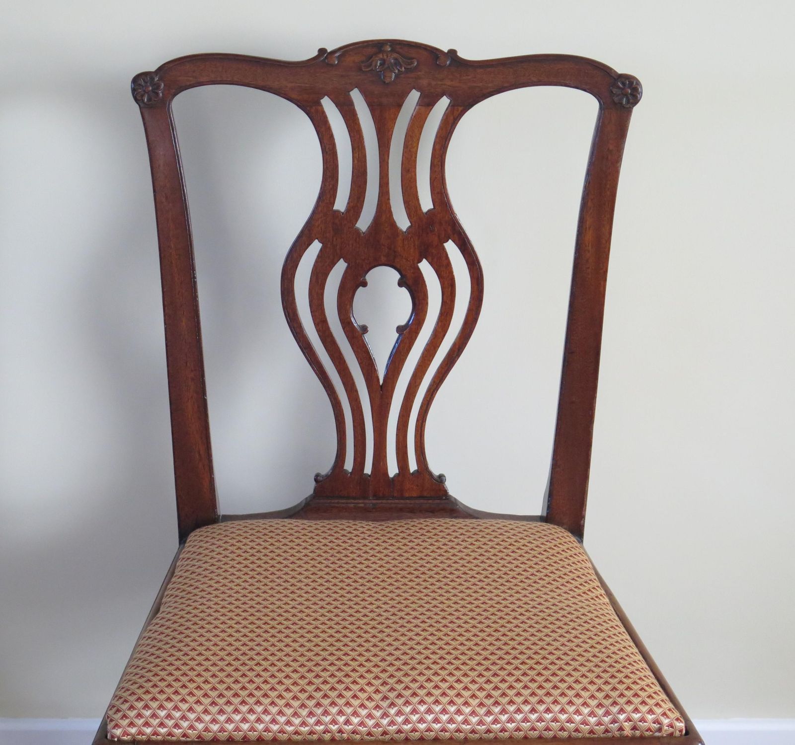 George 111 Mahogany Chippendale Dining Chair Reupholstered, Circa 1760 photo Furniture