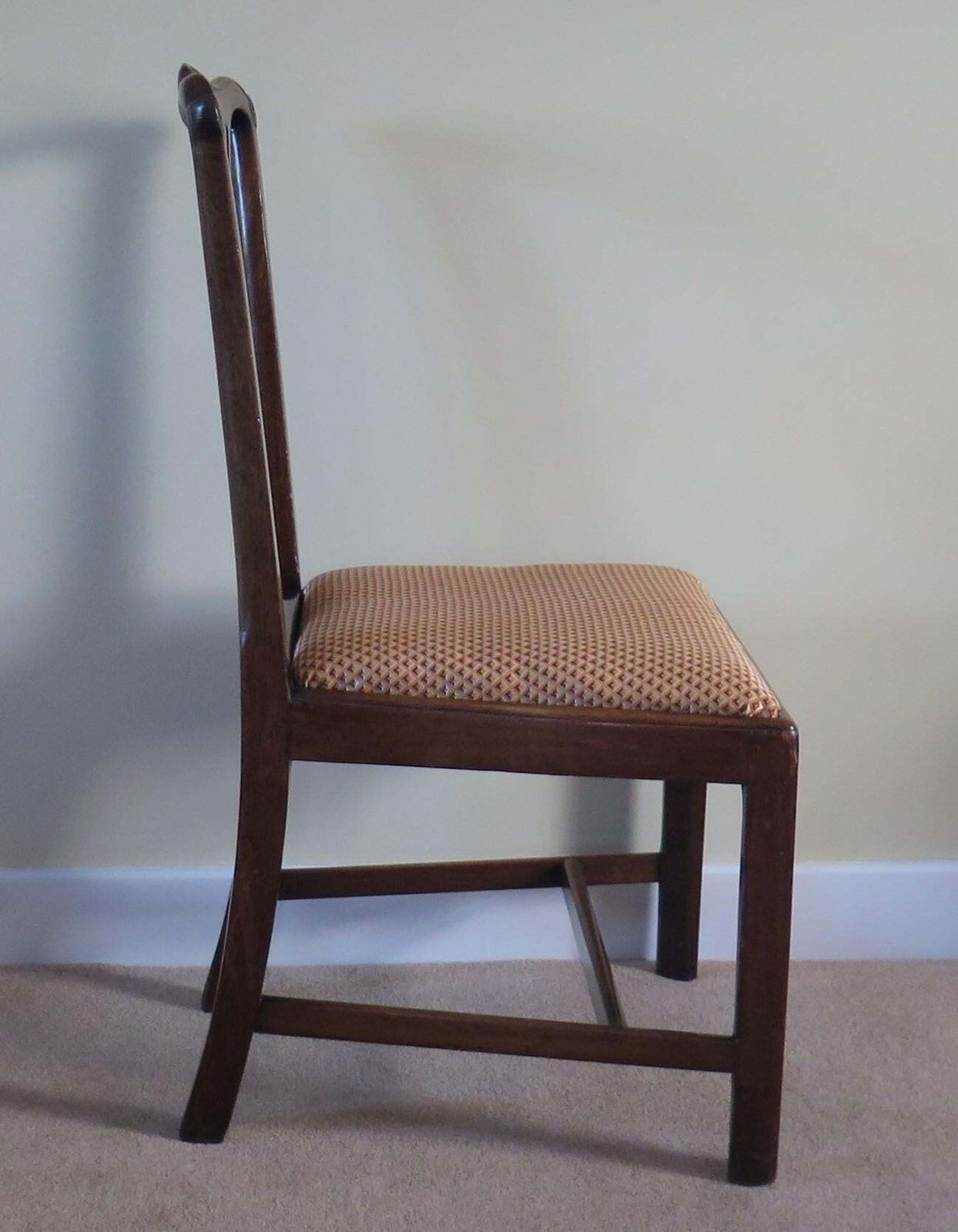photo furniture George 111 Mahogany Chippendale Dining Chair Reupholstered, Circa 1760