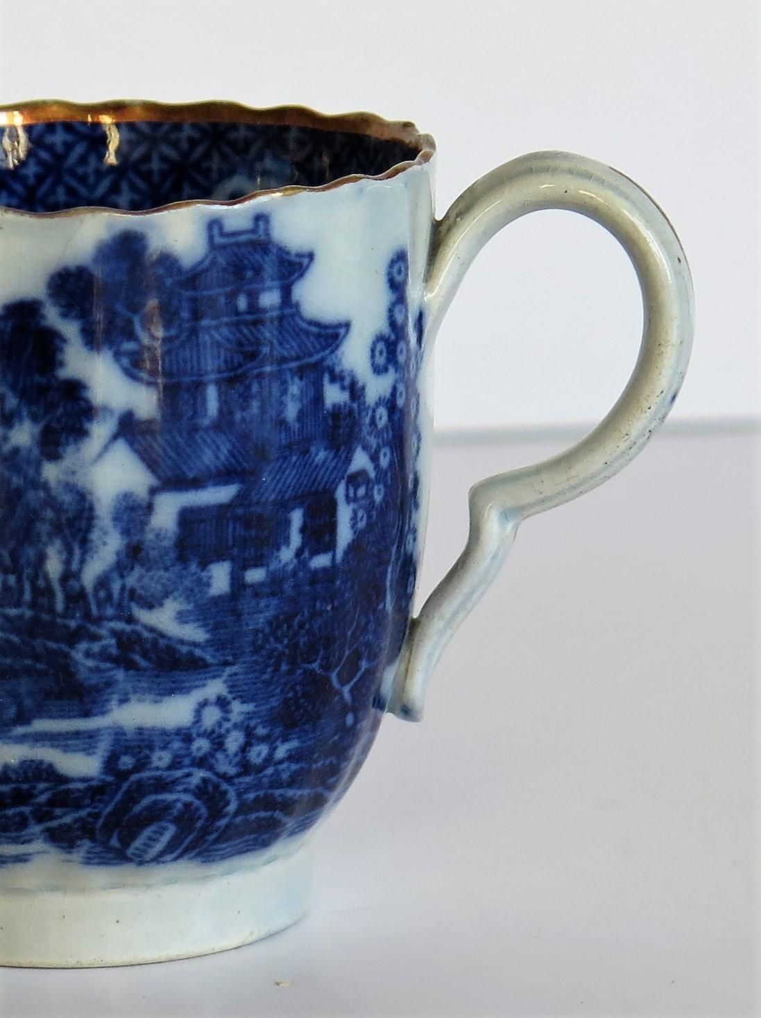 Home Decor Early Coffee Cup Blue And White Boy On A Buffalo Ptn Probably Spode, Circa 1790 photo