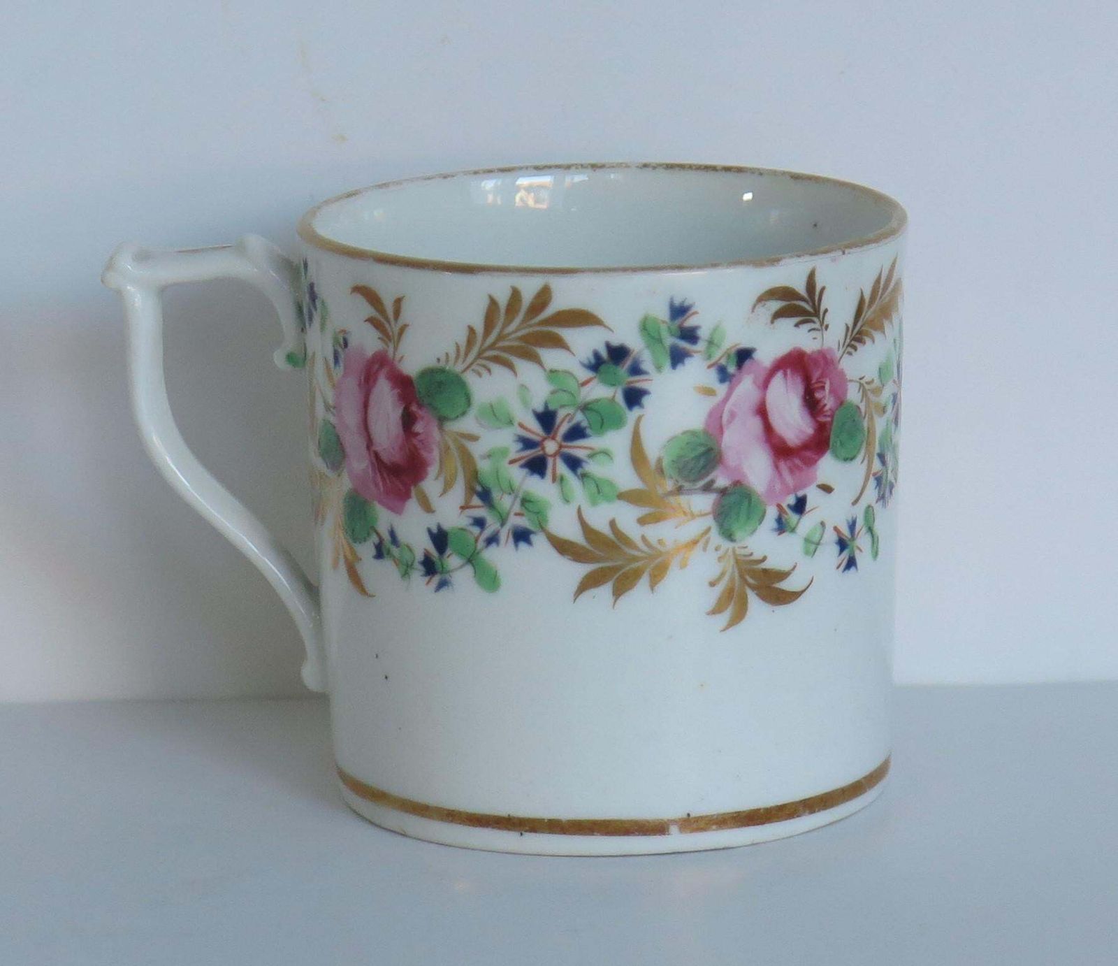 Georgian Derby Coffee Can Hand Painted Roses By John Stanesby, Ca. 1810 photo furniture