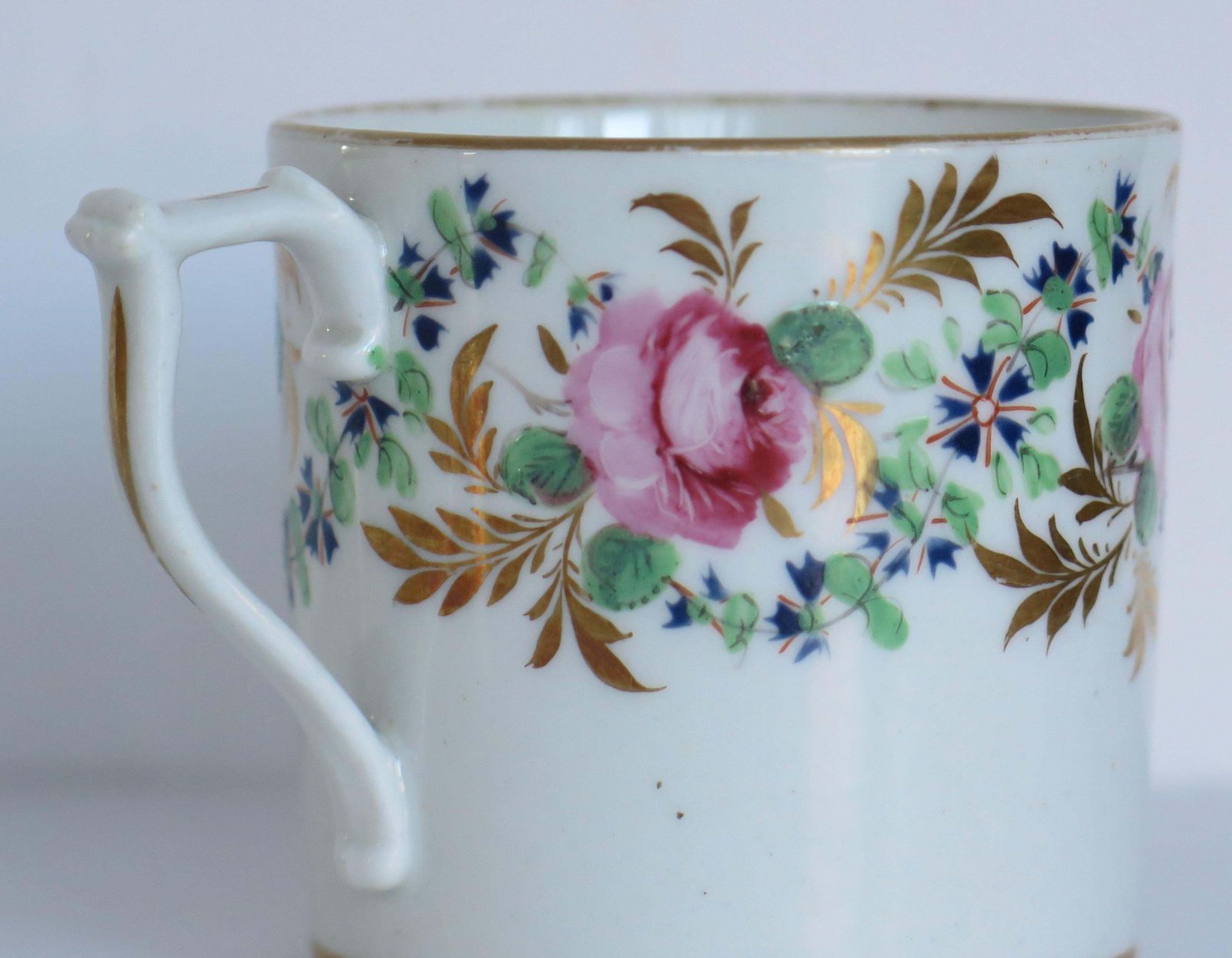 Georgian Derby Coffee Can Hand Painted Roses By John Stanesby, Ca. 1810 photo 240.0