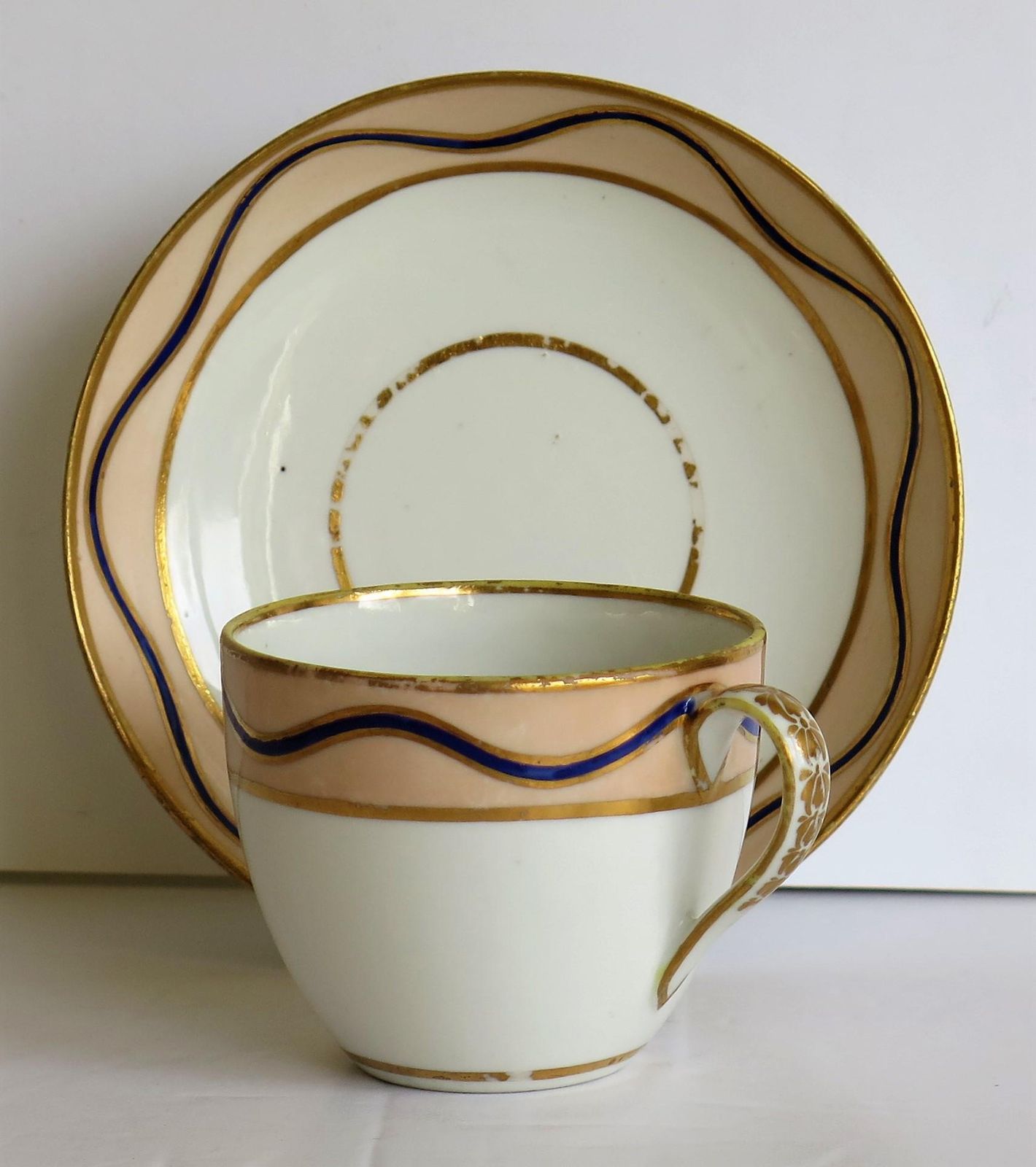 Early Derby Porcelain Cup & Saucer Rare Pattern 128 Puce Crown Marks, Circa 1795 photo furniture