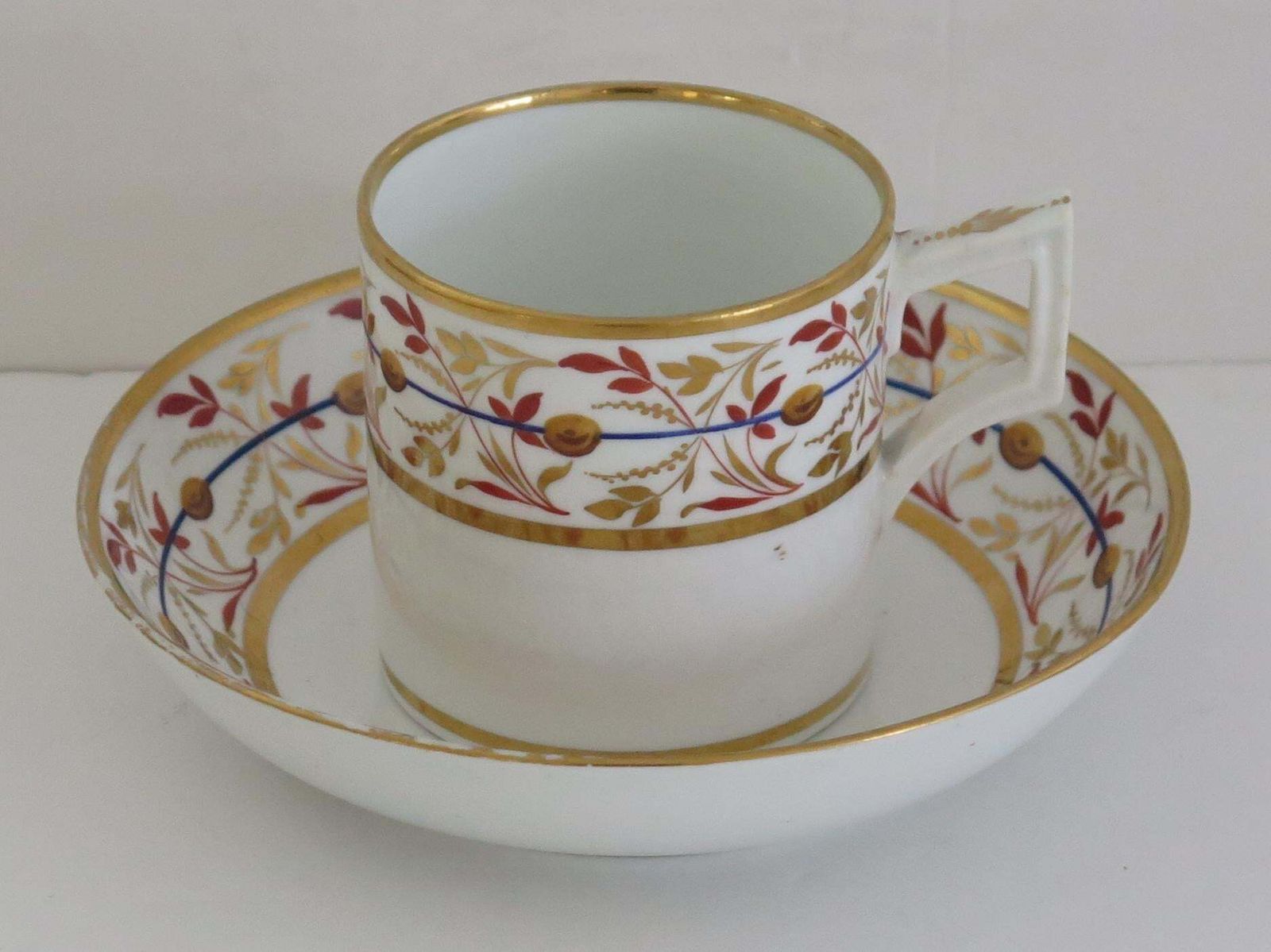 Georgian Derby Cup And Saucer Duo Hand Painted, Circa 1810 photo furniture