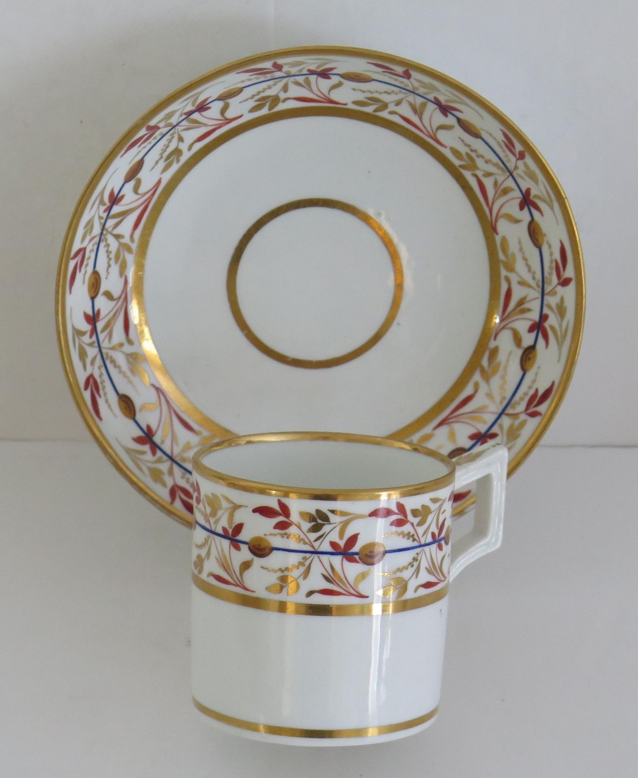Georgian Derby Cup And Saucer Duo Hand Painted, Circa 1810 photo for sale