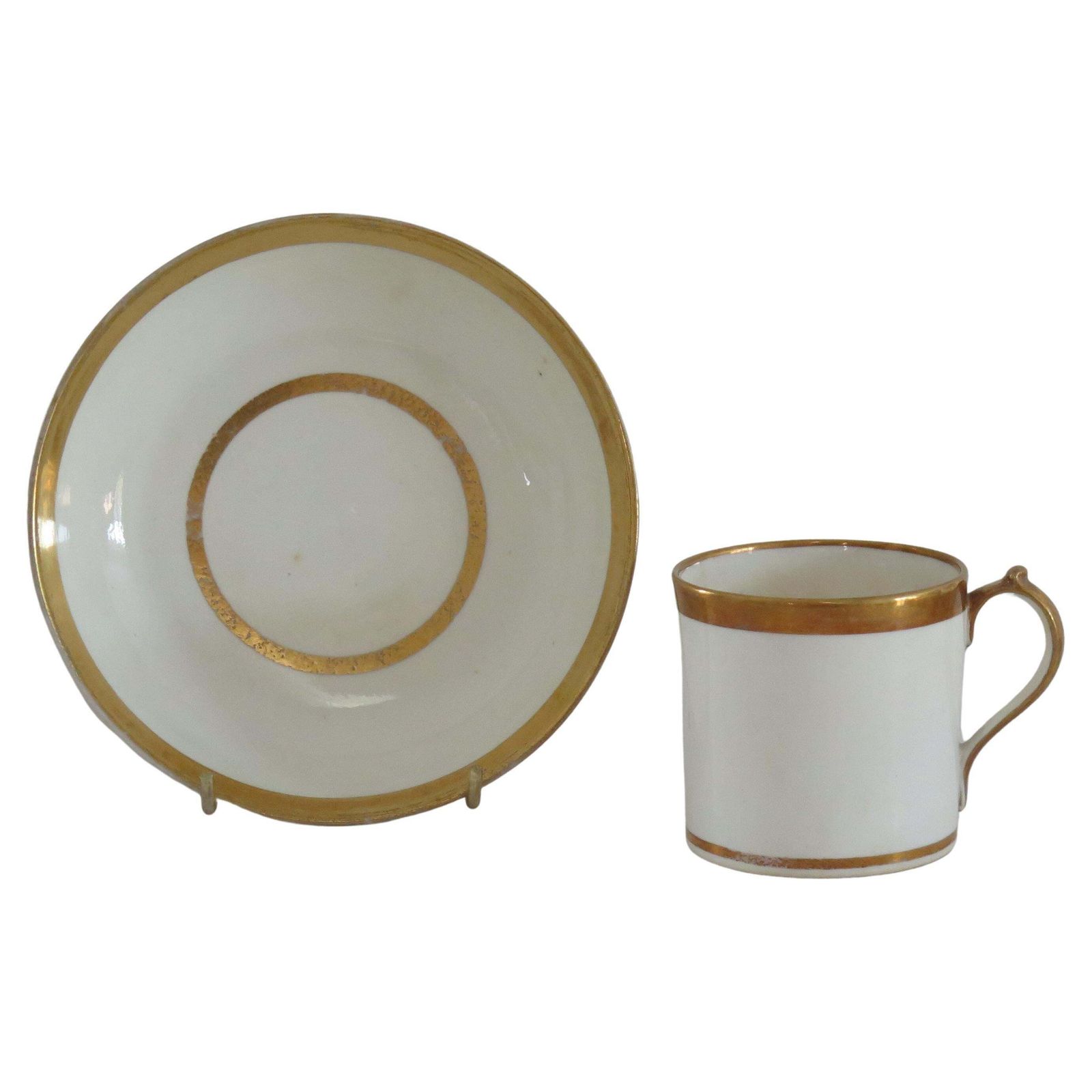 Georgian Miles Mason Coffee Can & Saucer Porcelain Hand Gilded Ptn C13, Ca 1805