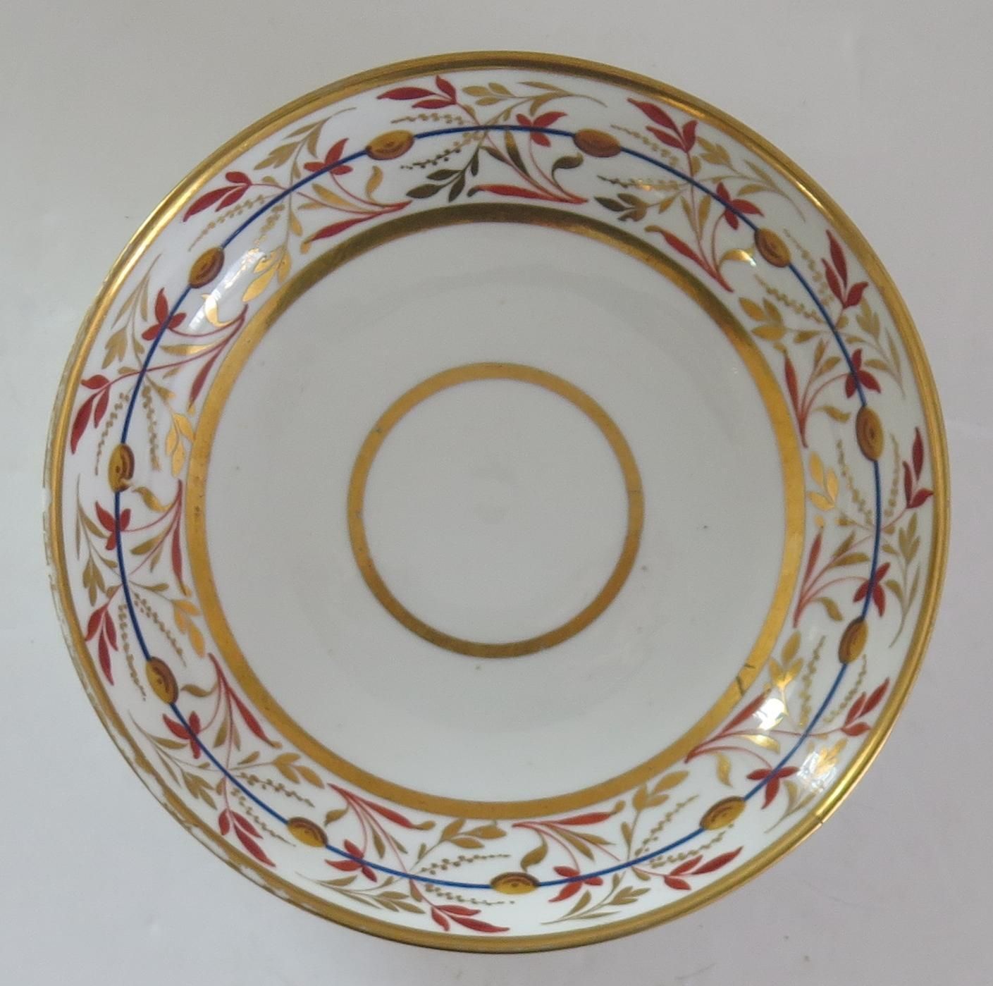 403.0 Georgian Derby Cup And Saucer Duo Hand Painted, Circa 1810 photo