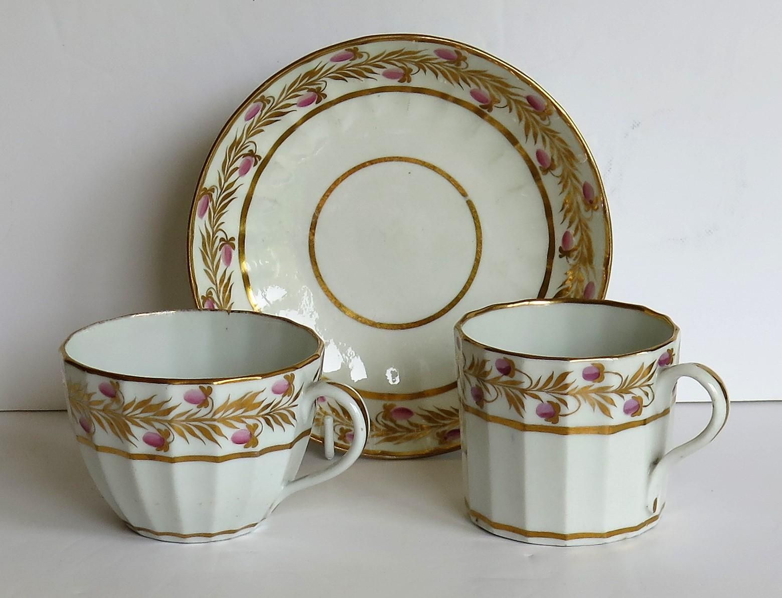 Georgian Coalport Porcelain Trio Hand Painted And Gilded, Circa 1790 1800 photo furniture