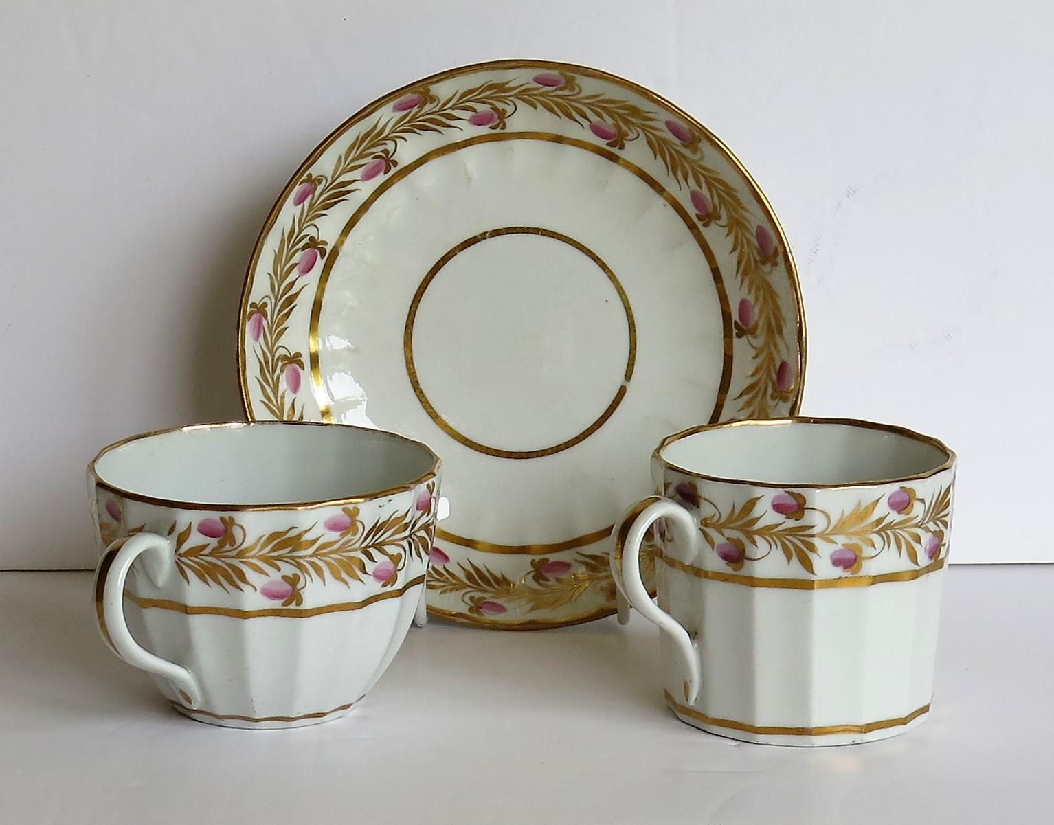 Georgian Coalport Porcelain Trio Hand Painted And Gilded, Circa 1790 1800 photo for sale