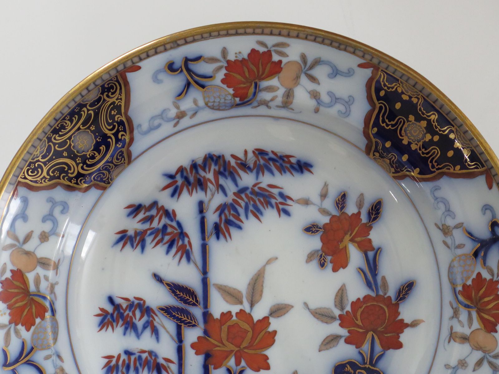 Six Georgian Davenport Ironstone Soup Bowls Or Plates Bamboo Ptn 135, Circa 1815 photo vintage