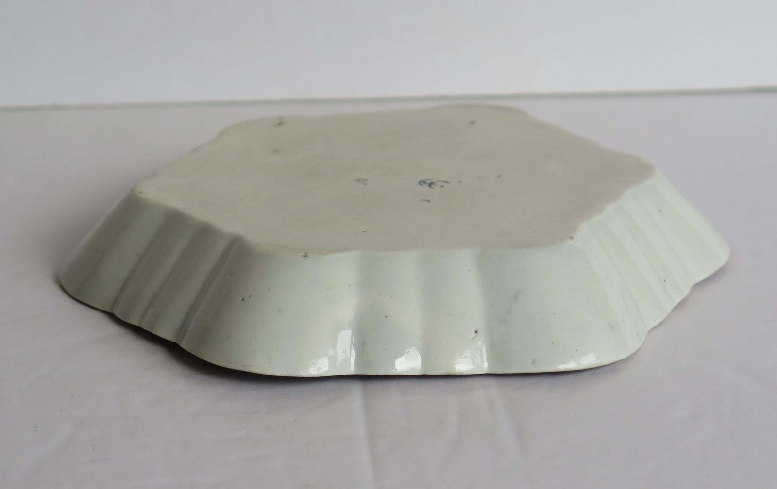 First Period DR. Wall Worcester Porcelain Teapot Stand Fisherman Ptn, Circa 1775 photo vintage