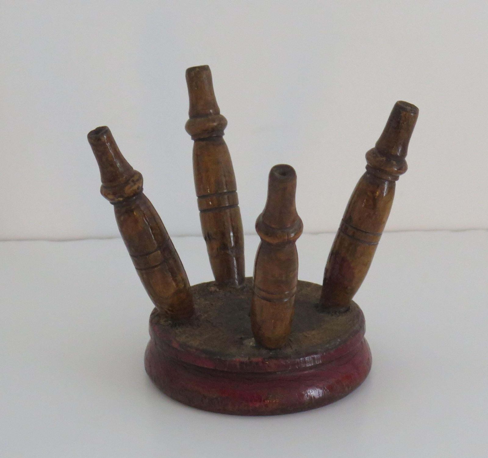Rare Small Candle Stand Or Stool Hand Turned Wood, English Victorian Circa 1850 photo vintage
