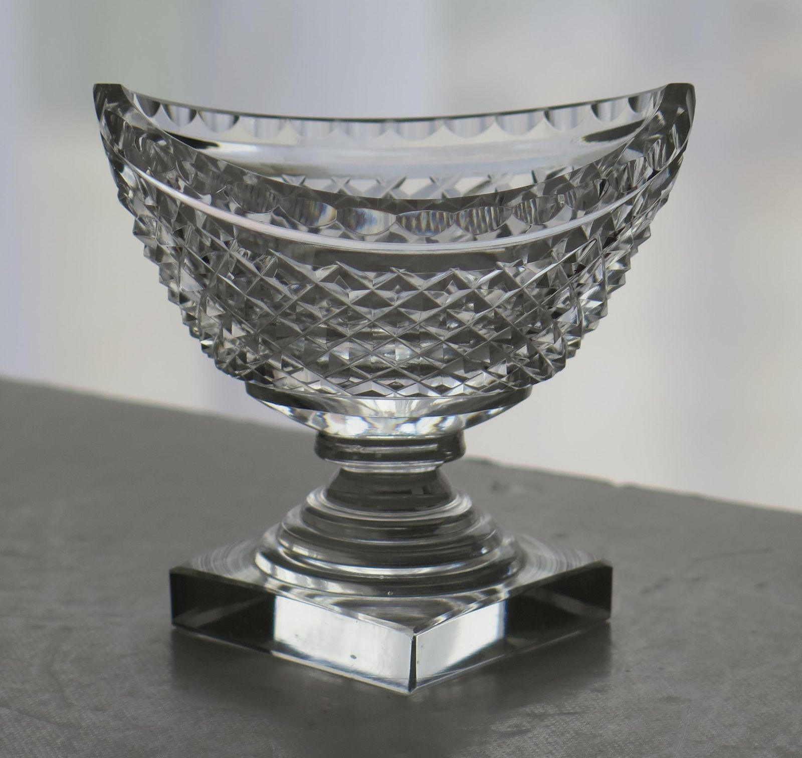 Irish 18th Century Georgian Cut Glass Salt With Stepped Foot, Ca 1790 photo 285.0