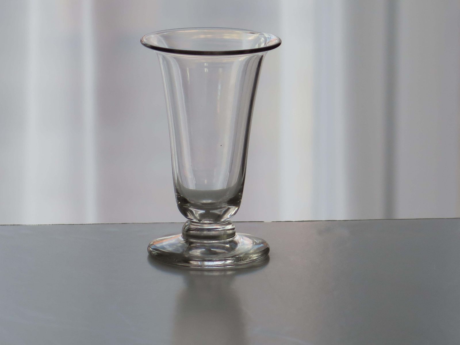 18th C Georgian Jelly Glass With Bell Bowl Cushion Knop Hand Blown, Ca 1790 photo for sale