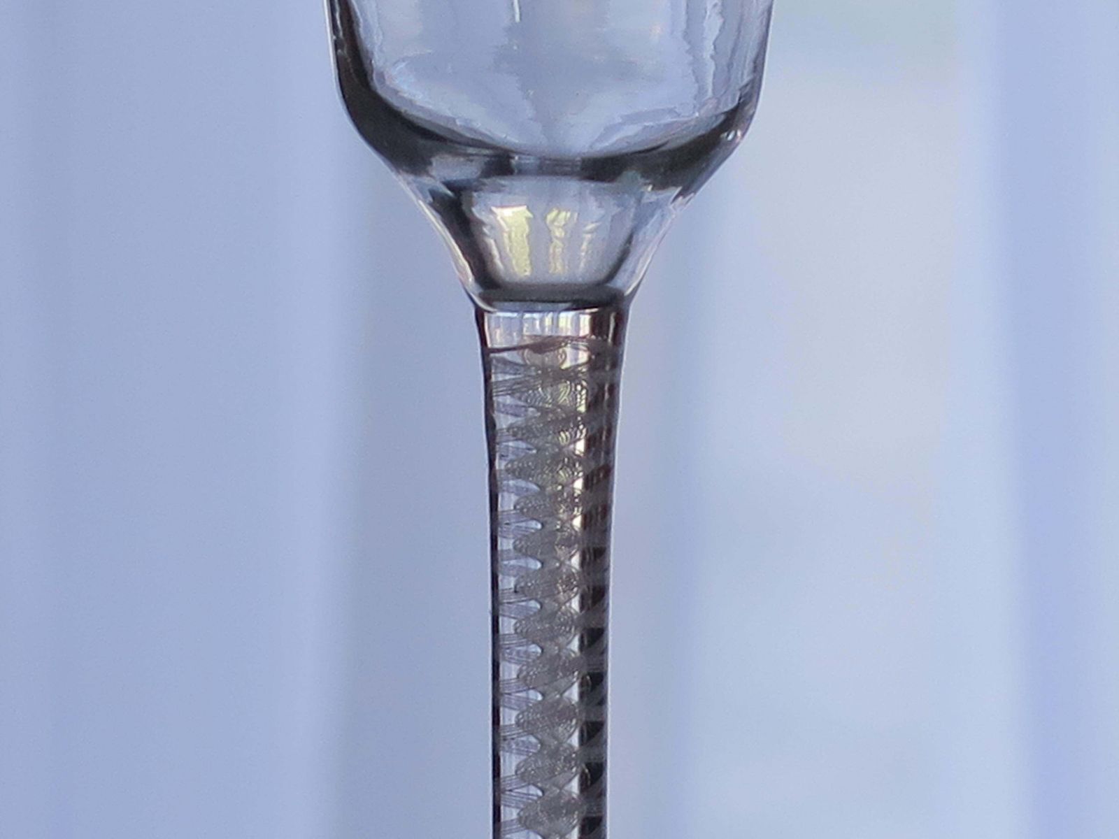 Mid 18th Century Wine Glass Hand Blown Cotton Twist Stem, English C 1765 photo for sale