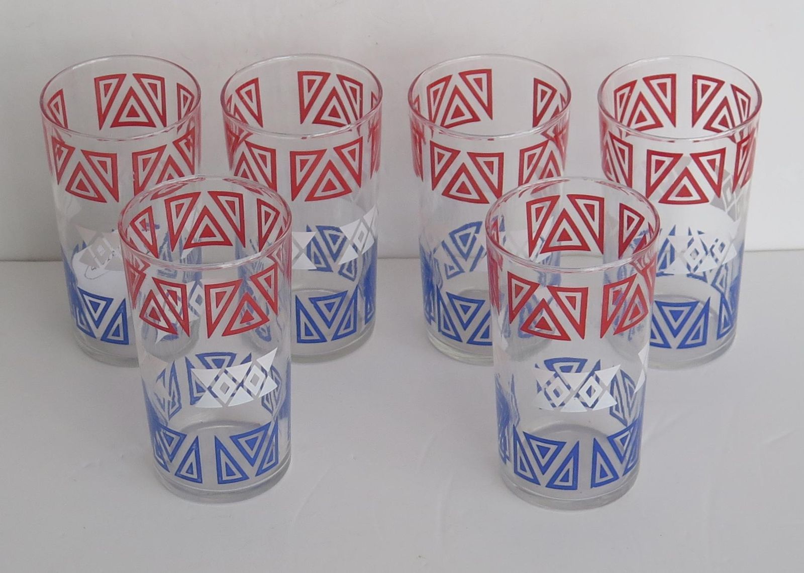 Set Of Six Retro Glass Tumblers Or Drinking Glasses, Circa 1950s photo furniture