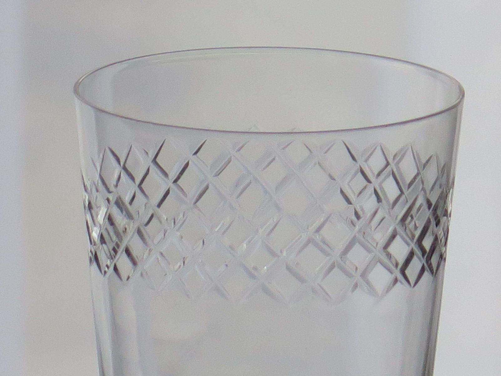 290.0 Set Of Six Edwardian Glass Tumblers Engraved Drinking Glasses, Circa 1905 photo