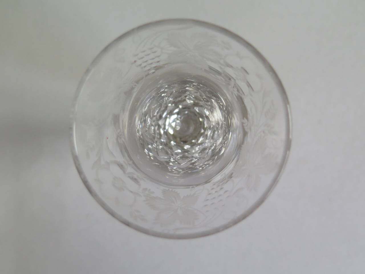 George III Firing Drinking Glass Hand Blown Facet Stem Engraved Bowl, Circa 1785 photo 504.0