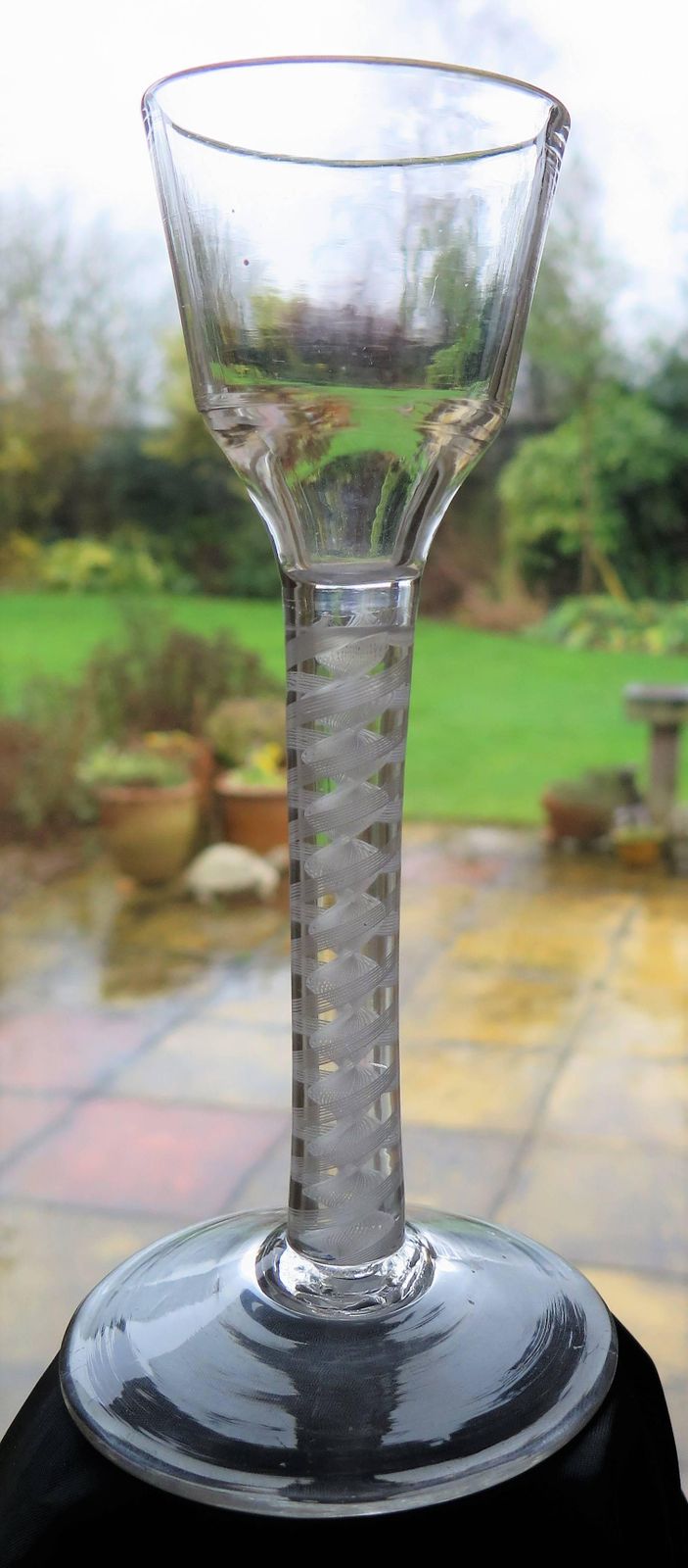 Mid 18th Century Cordial Wine Glass Hand Blown Cotton Twist Stem, English C 1765 photo Home Decor