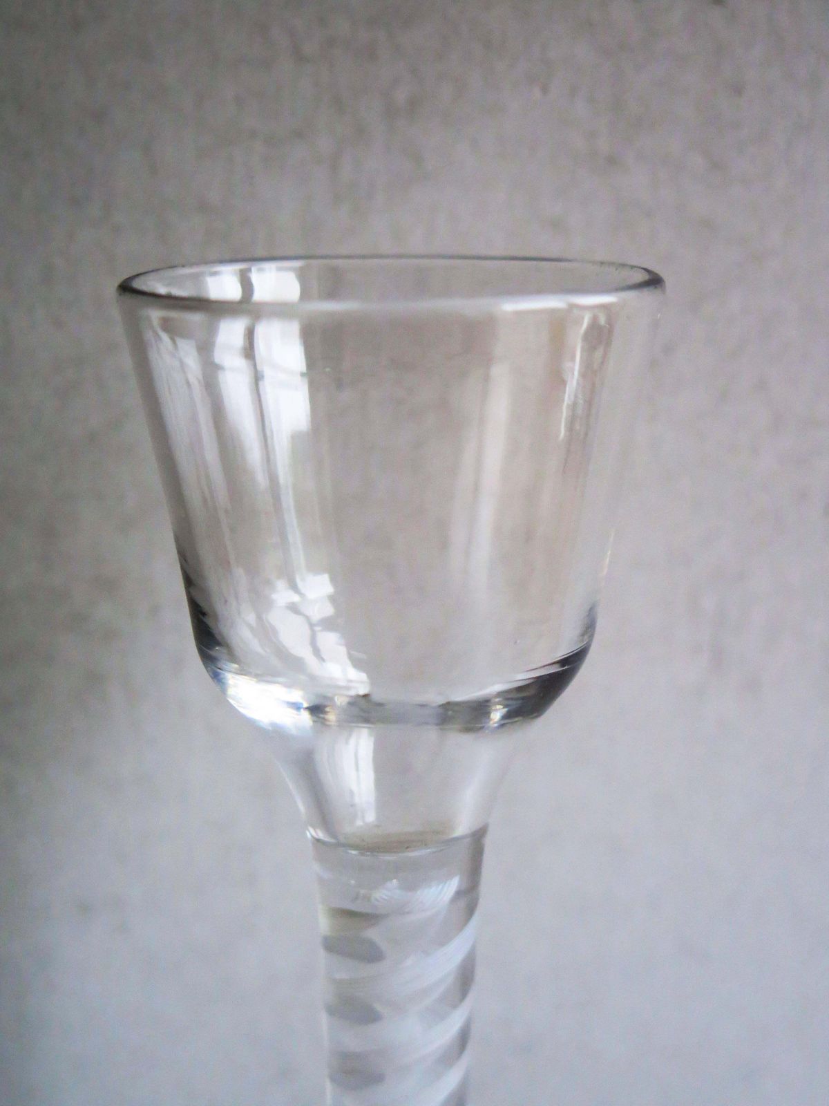 Mid 18th Century Cordial Wine Glass Hand Blown Cotton Twist Stem, English C 1765 photo vintage