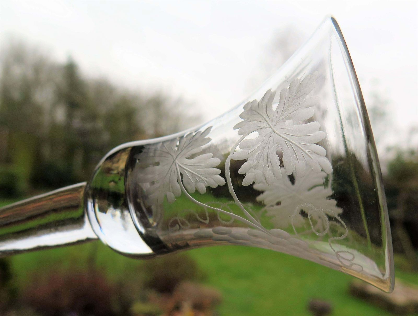 George II English Wine Drinking Glass Engraved Bell Bowl Hand Blown, Circa 1745 photo buy