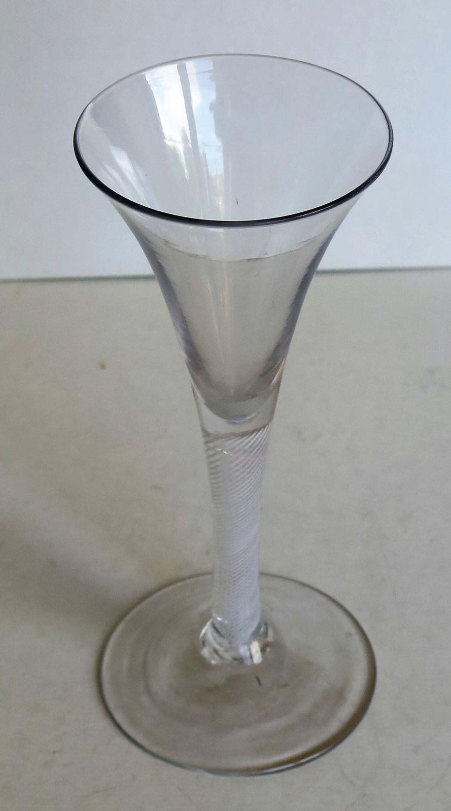 Mid 18th Century Georgian Tall Wine Glass Hand Blown Cotton Twist Opaque Stem photo 606.0