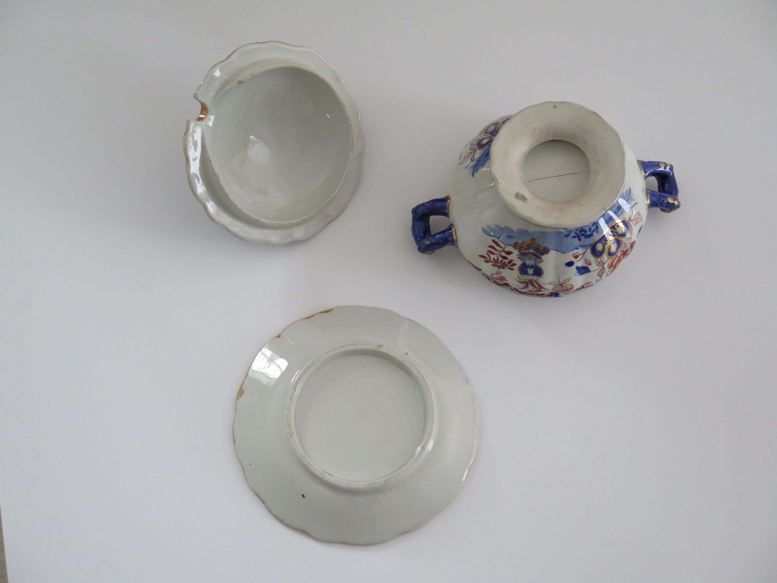 photo vintage Georgian Masons Ironstone Sauce Tureen & Base Plate Vase & Rock Ptn, Circa 1818