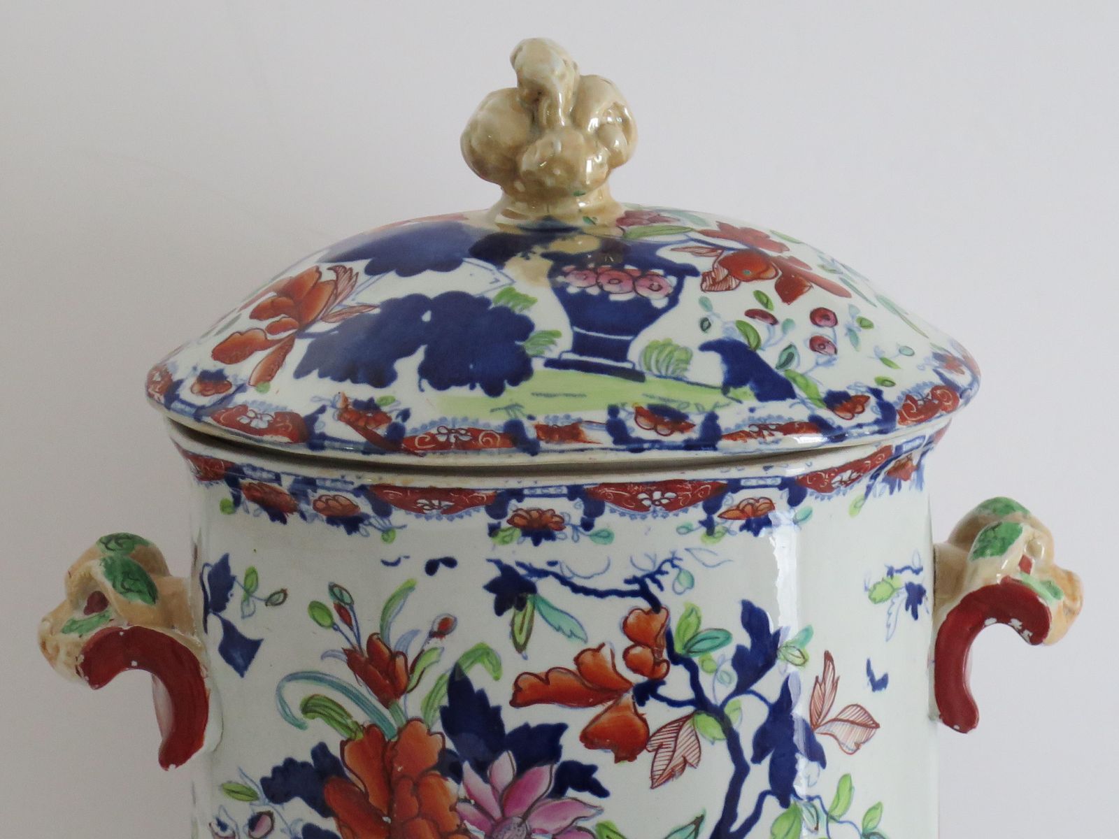 photo furniture Rare Georgian Masons Ironstone Bread Bin In Vase And Jardinière Ptn,  Circa 1815