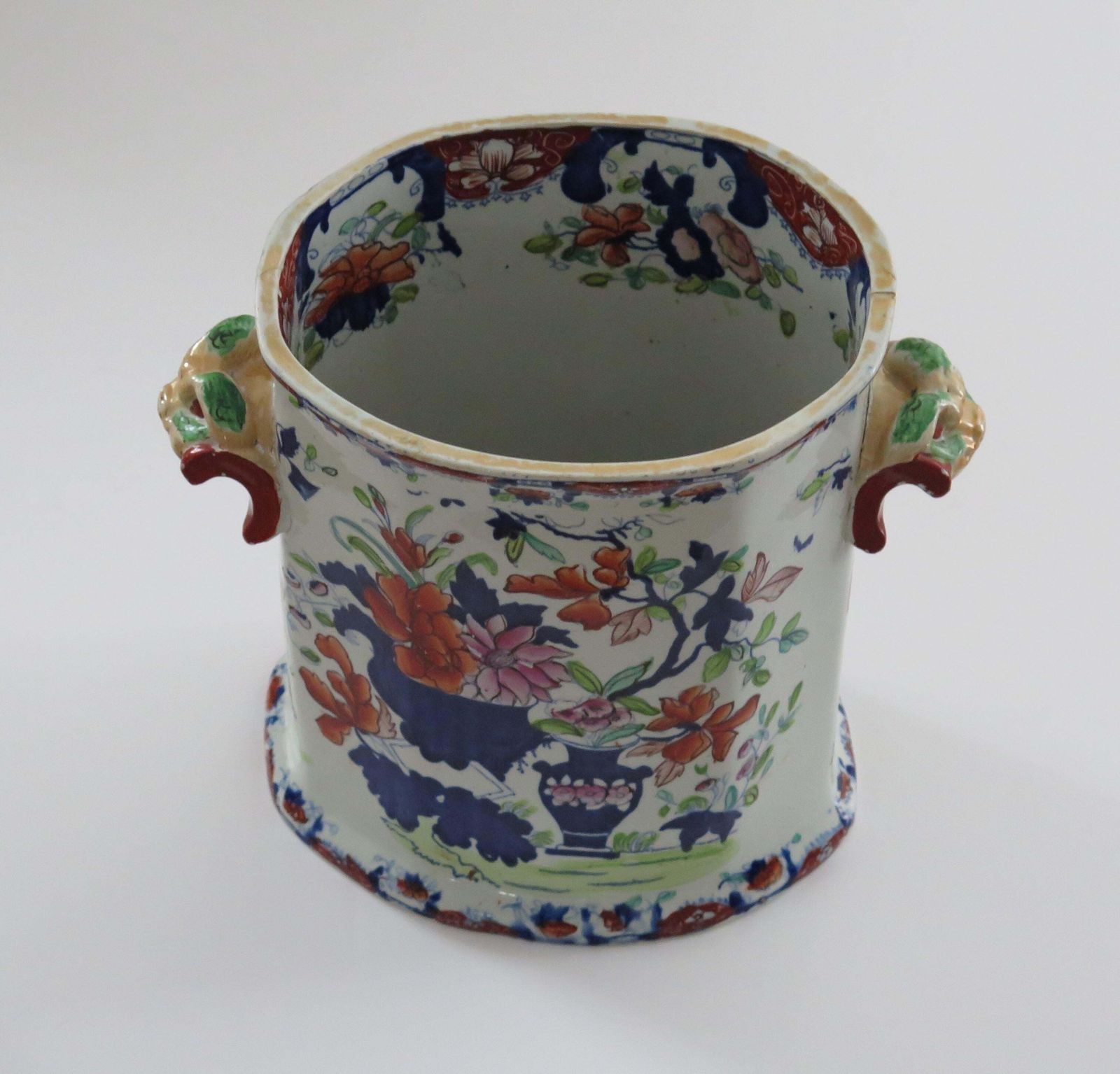 photo for sale Rare Georgian Masons Ironstone Bread Bin In Vase And Jardinière Ptn,  Circa 1815