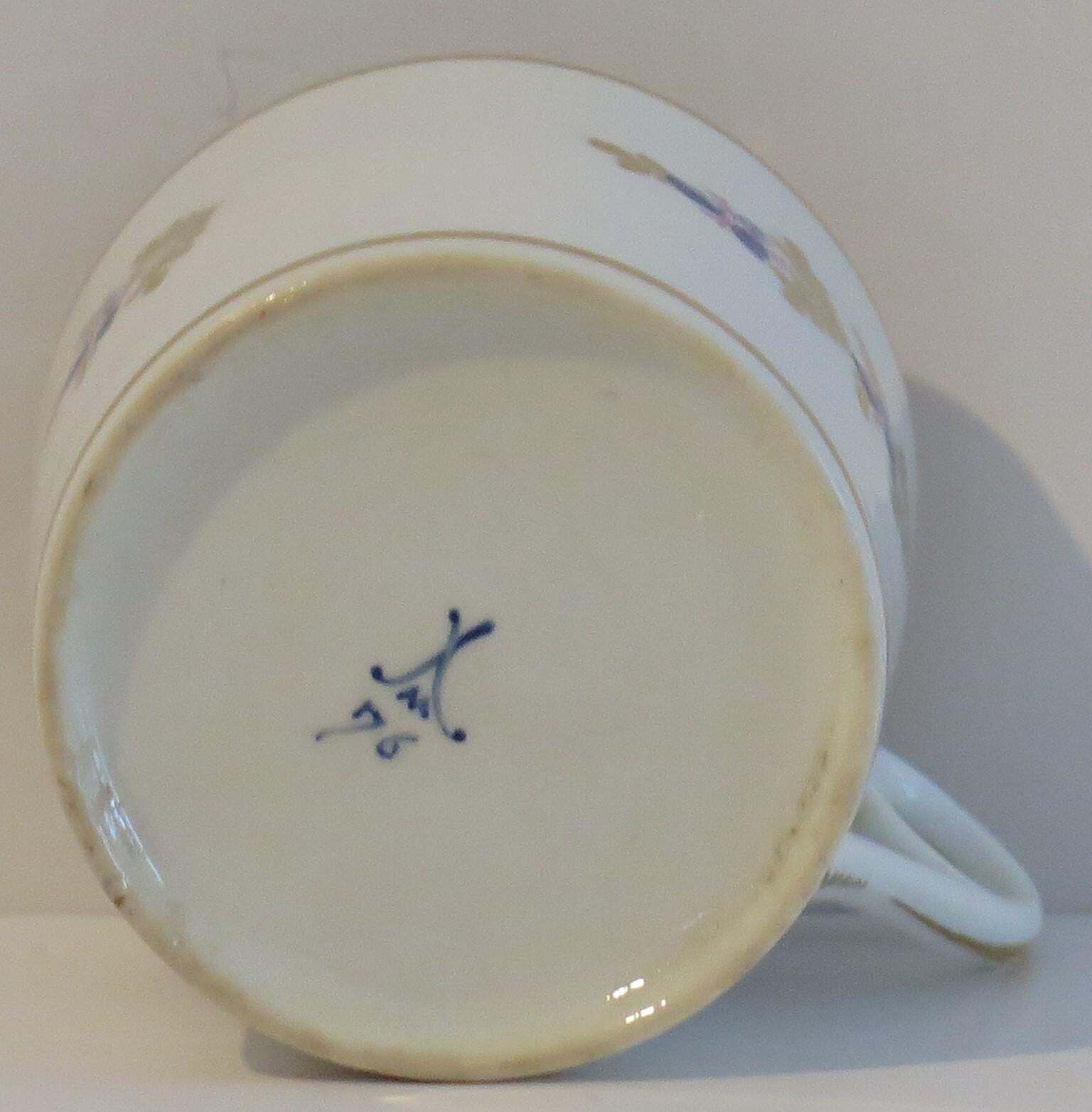 210.0 George 111 Early Minton Porcelain Coffee Can Hand Painted  Pattern 76, Ca 1805 photo