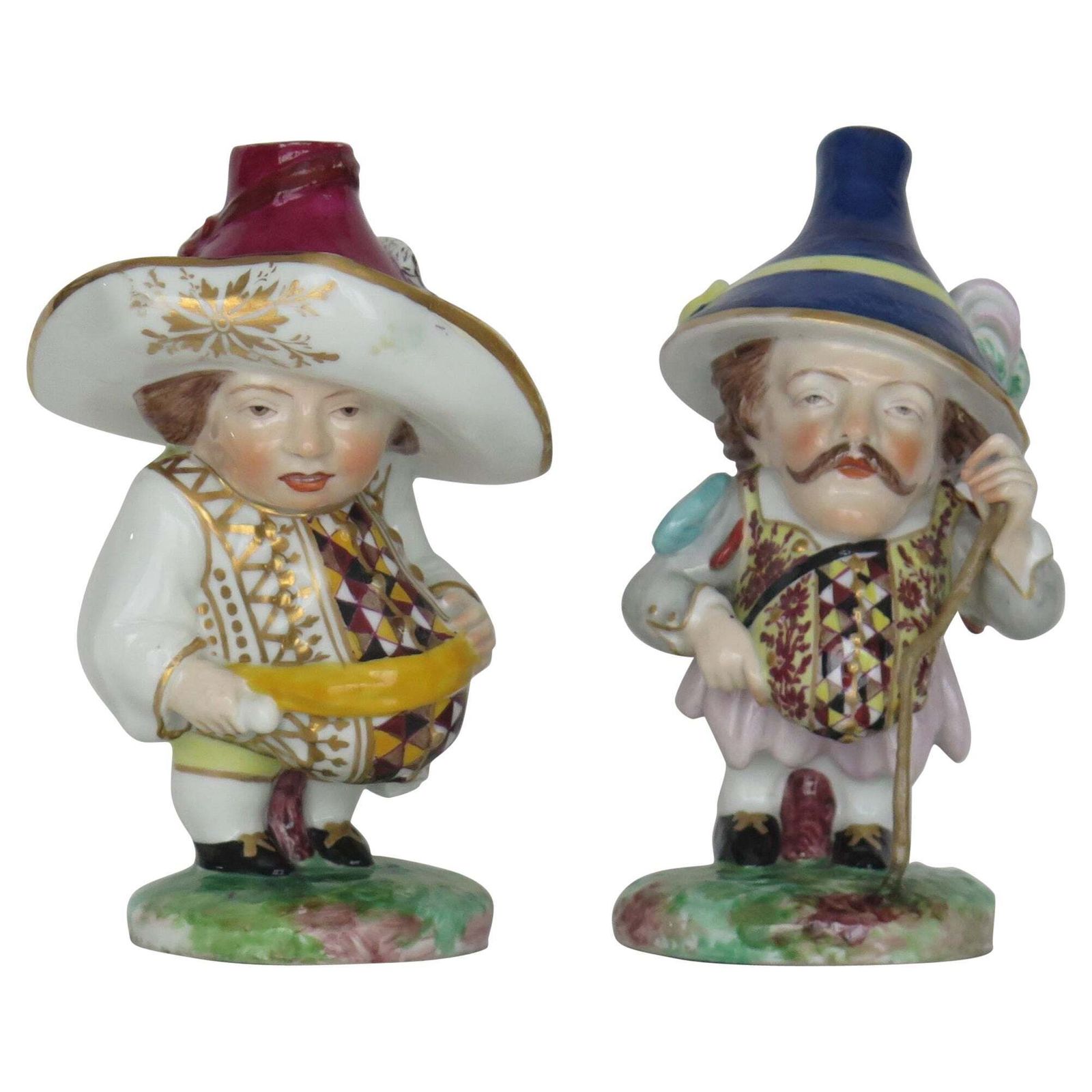 Pair Of Derby Mansion House Dwarf Figures Porcelain, 19th Century