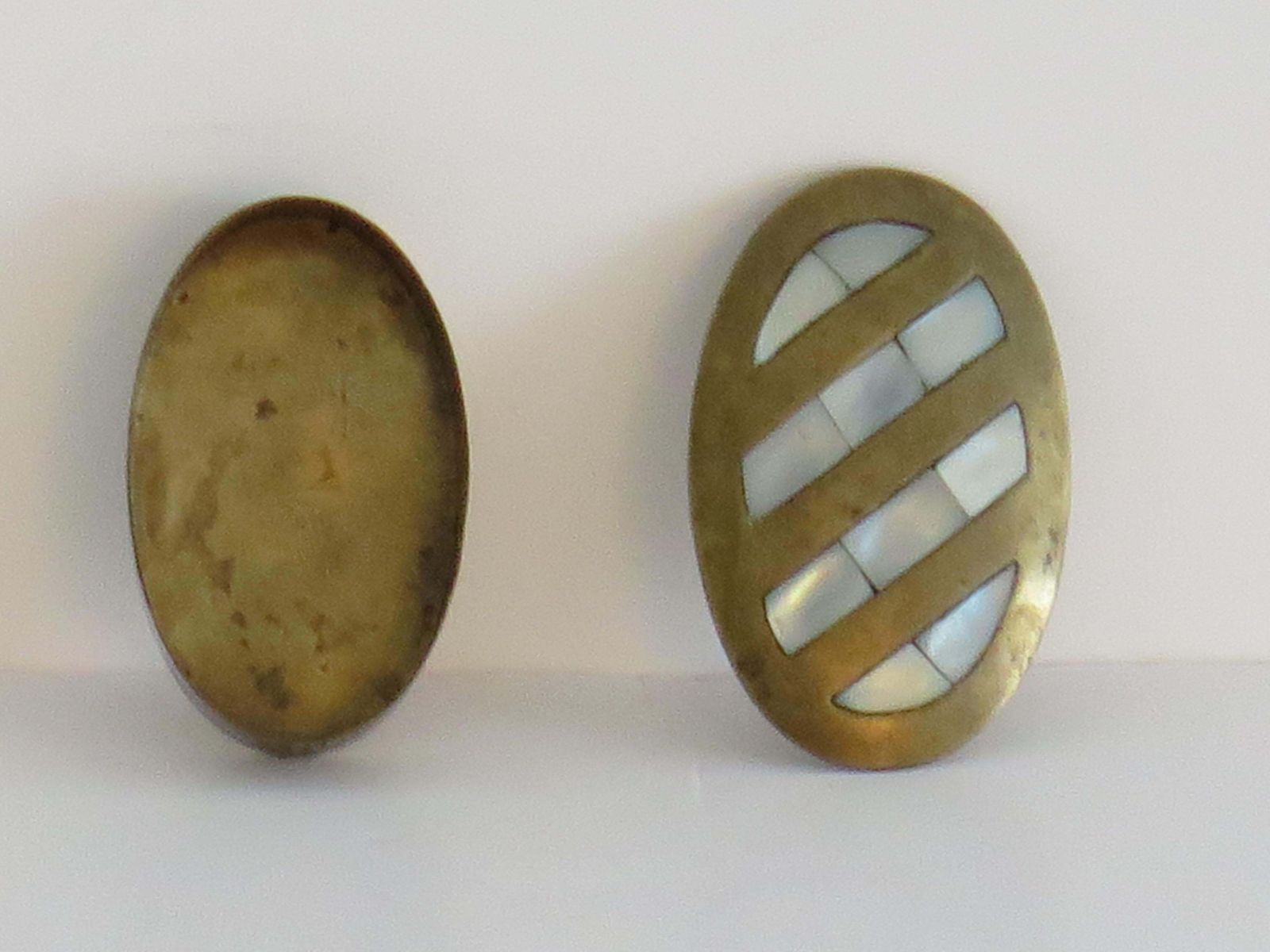 Antique Metal Pill Box With Mother Of Pearl Inlay To Lid, English Edwardian photo buy
