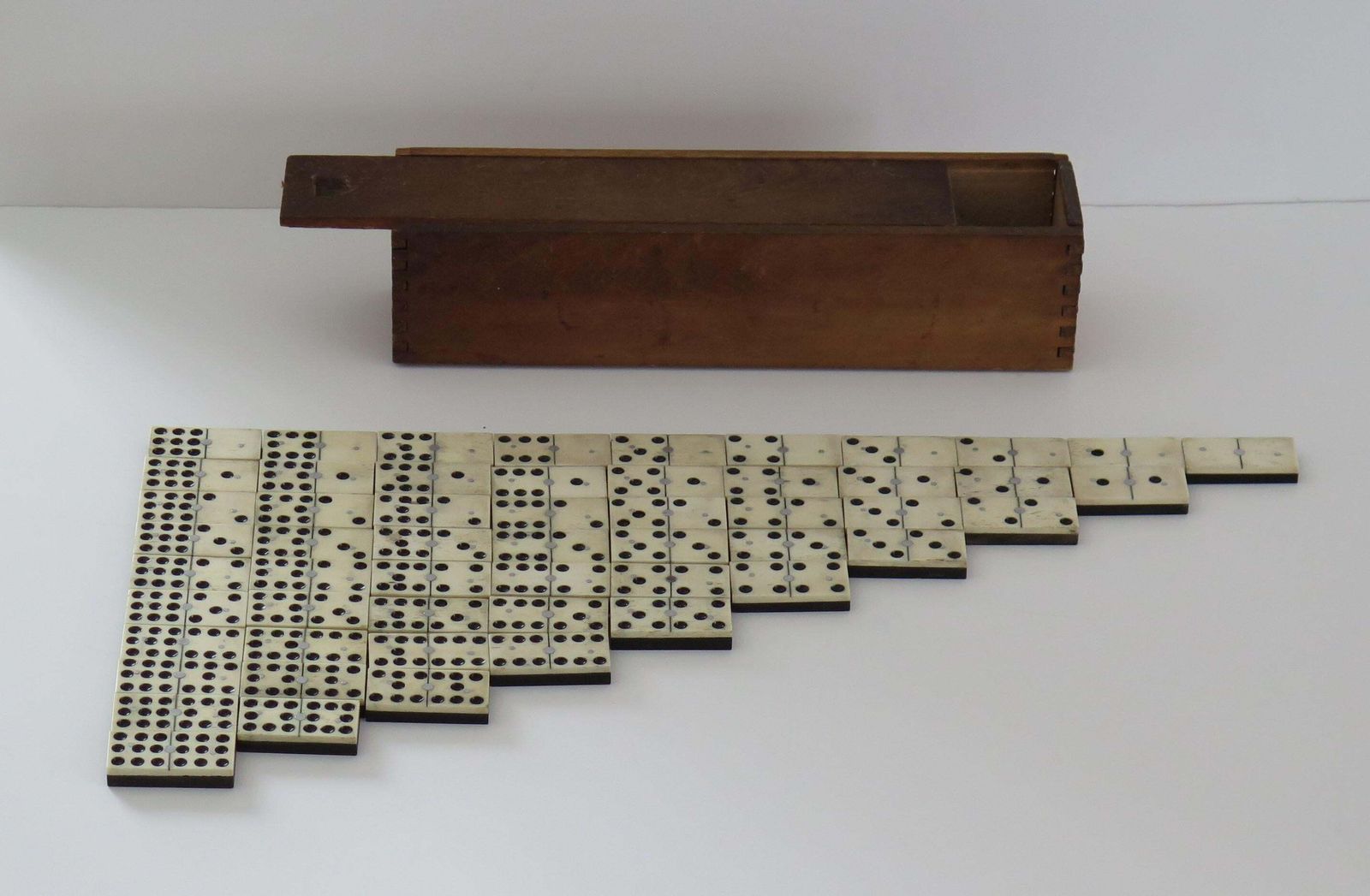 Late 19th Century "9 Spot" Dominoe Game 55 Piece Set In Jointed Hardwood Box photo furniture
