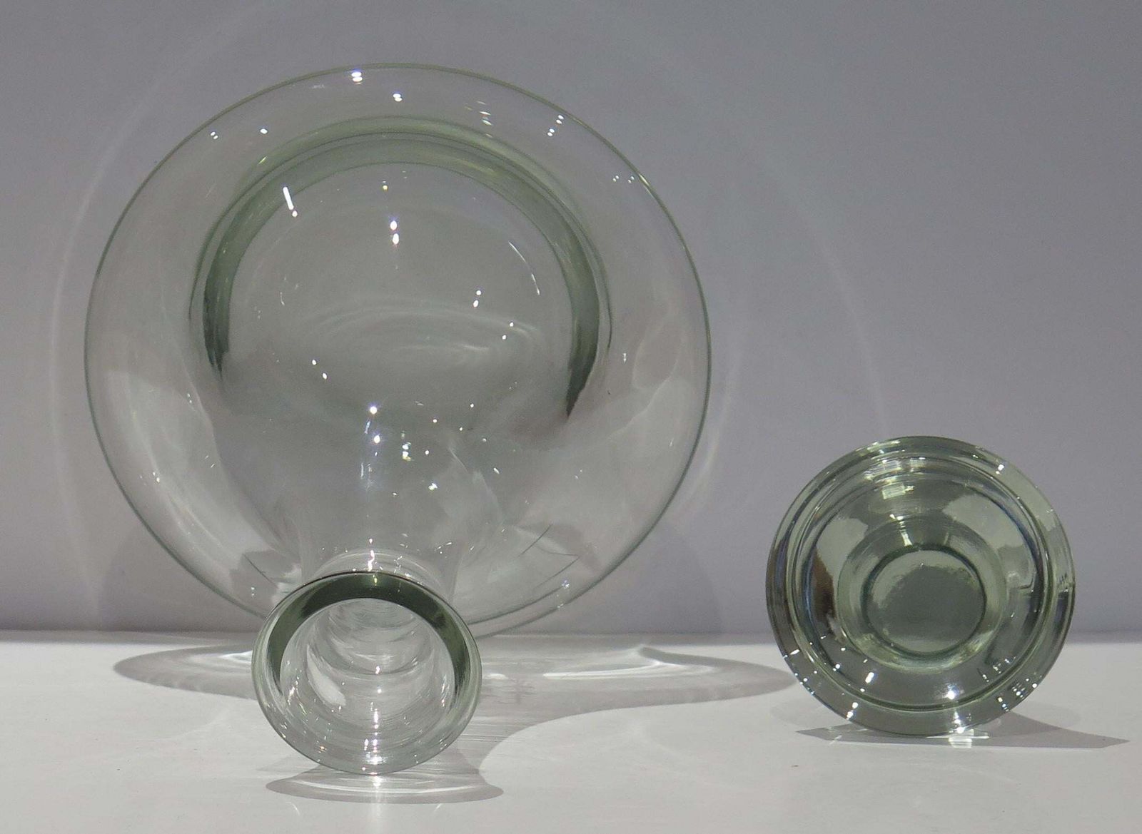 Large Lead Cut Glass Ship's Decanter With Engraved Sailing Ship, Circa 1930 photo vintage