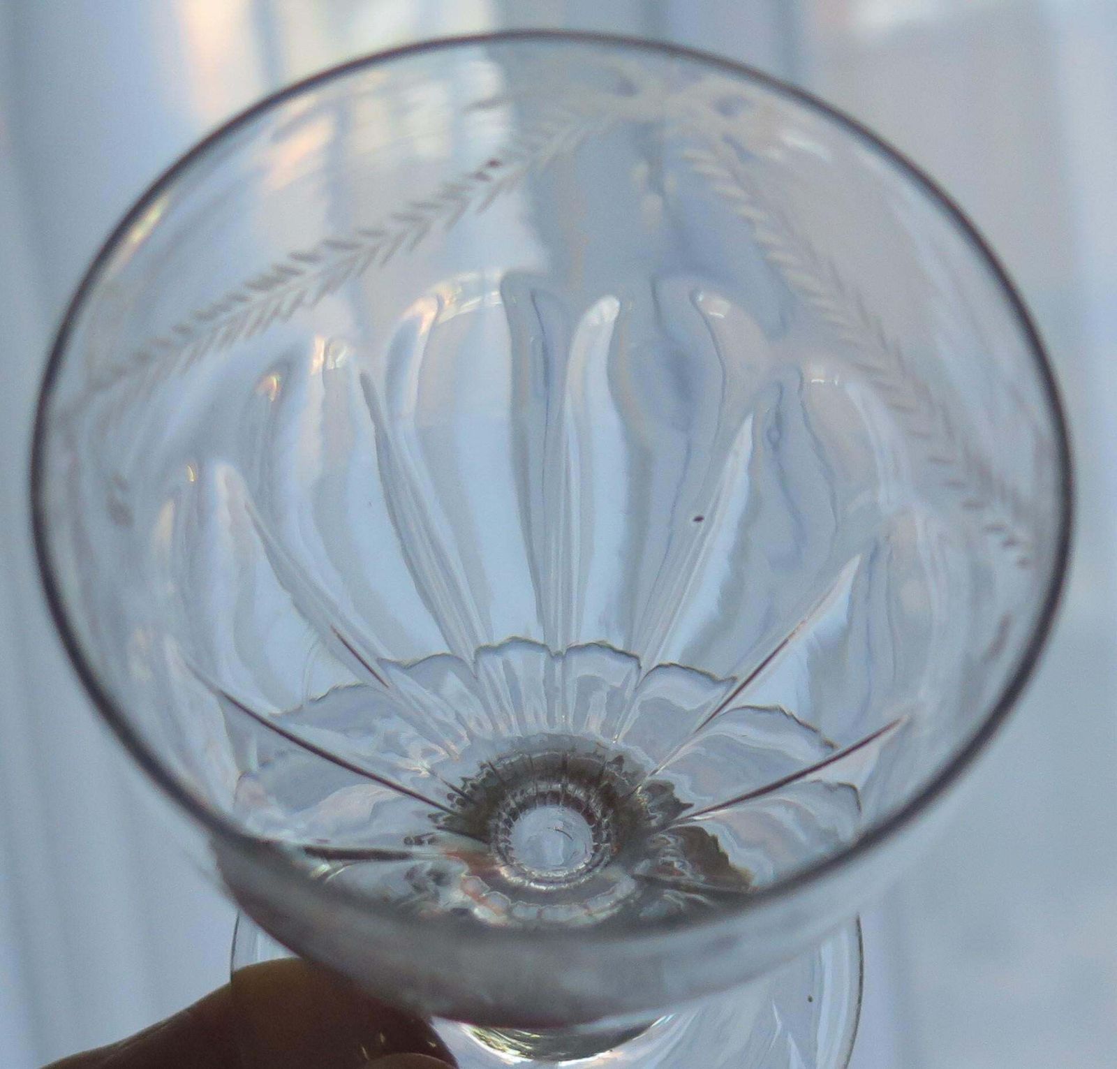 Home Decor Georgian Rummer Drinking Glass Engraved Handblown Lead Glass, English, Ca 1800 photo