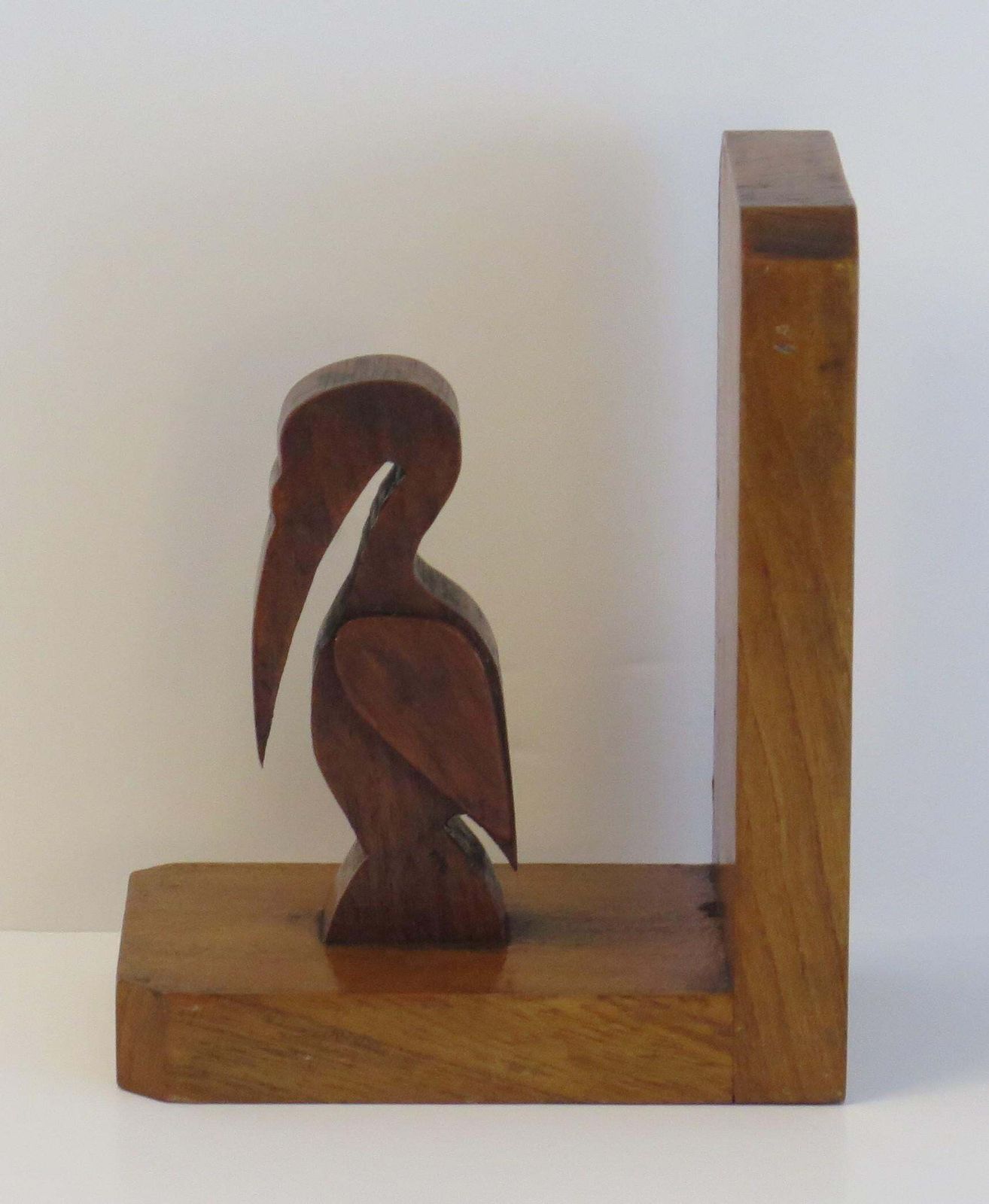 Art Deco Pair Of Pelican Figure Bookends In Hand Carved Woods, Circa 1930 photo buy