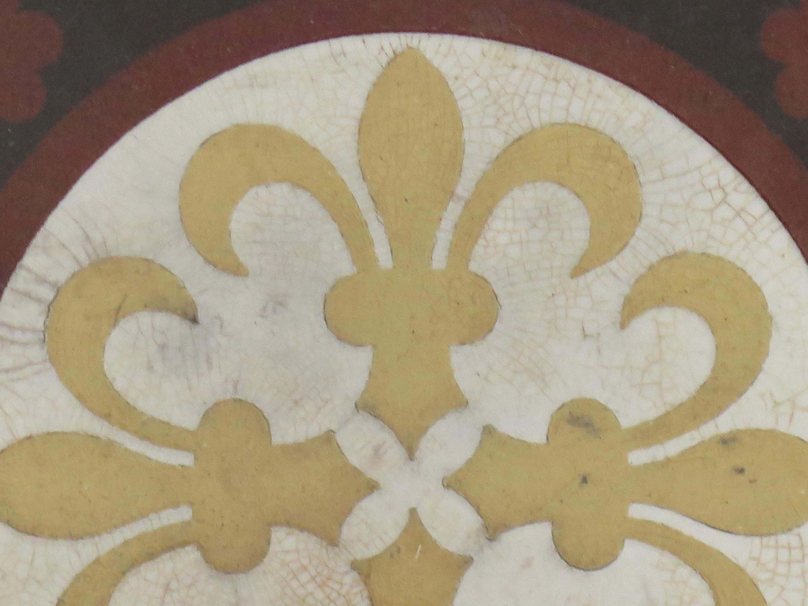 Ceramic Tile By William Godwin In Fleur De Lis Pattern, English 19th Century photo vintage
