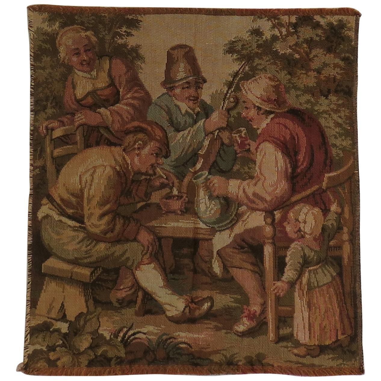 Tapestry Woven Panel Of Figure Group Aubusson Style, French Circa 1930